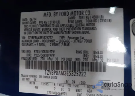 2014 Ford Mustang V6 Premium z USA, uszkodzony, nr VIN 1ZVBP8AM3E5325222